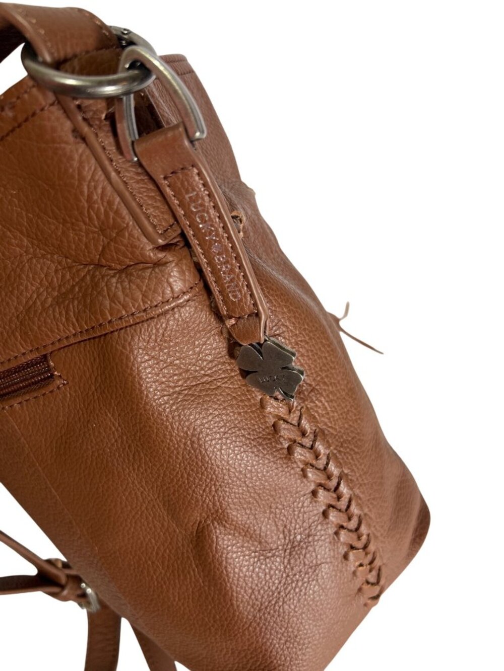 Lucky Brand NWT Brandy Shadow Leather Drawstring Boho Bucket Bag - Picture 8 of 8